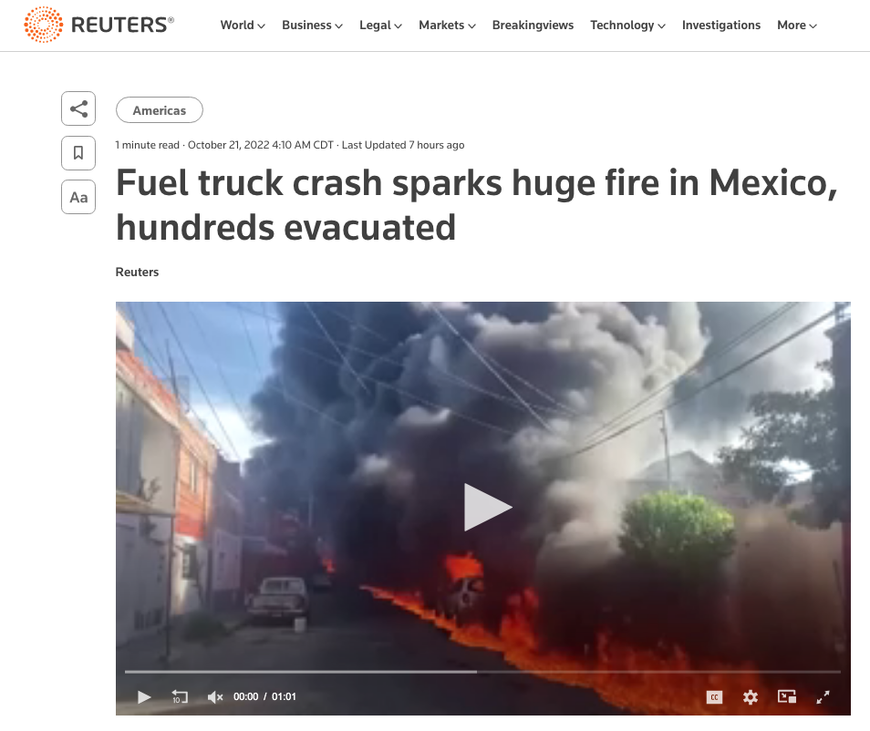 Reuters adjuntó videos del siniestro ocurrido en México